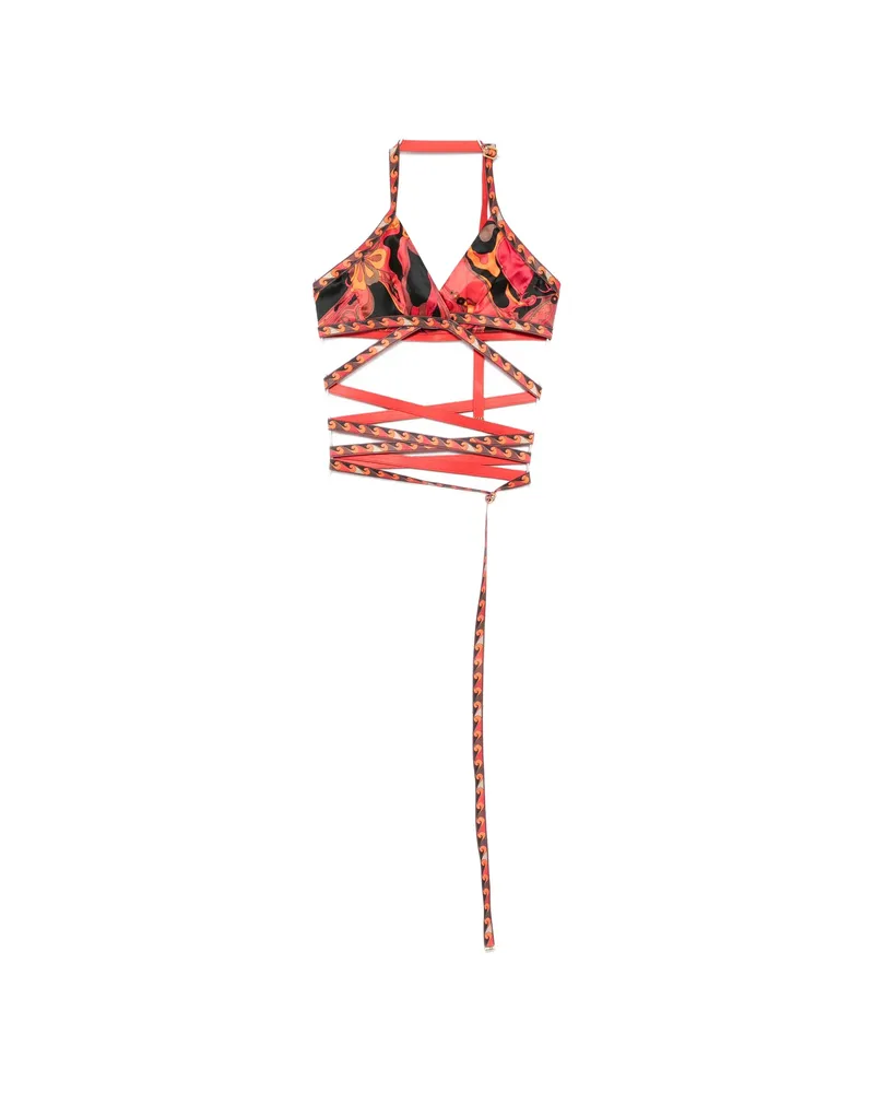 Emilio Pucci Iride-print Wrap-around Bra Red