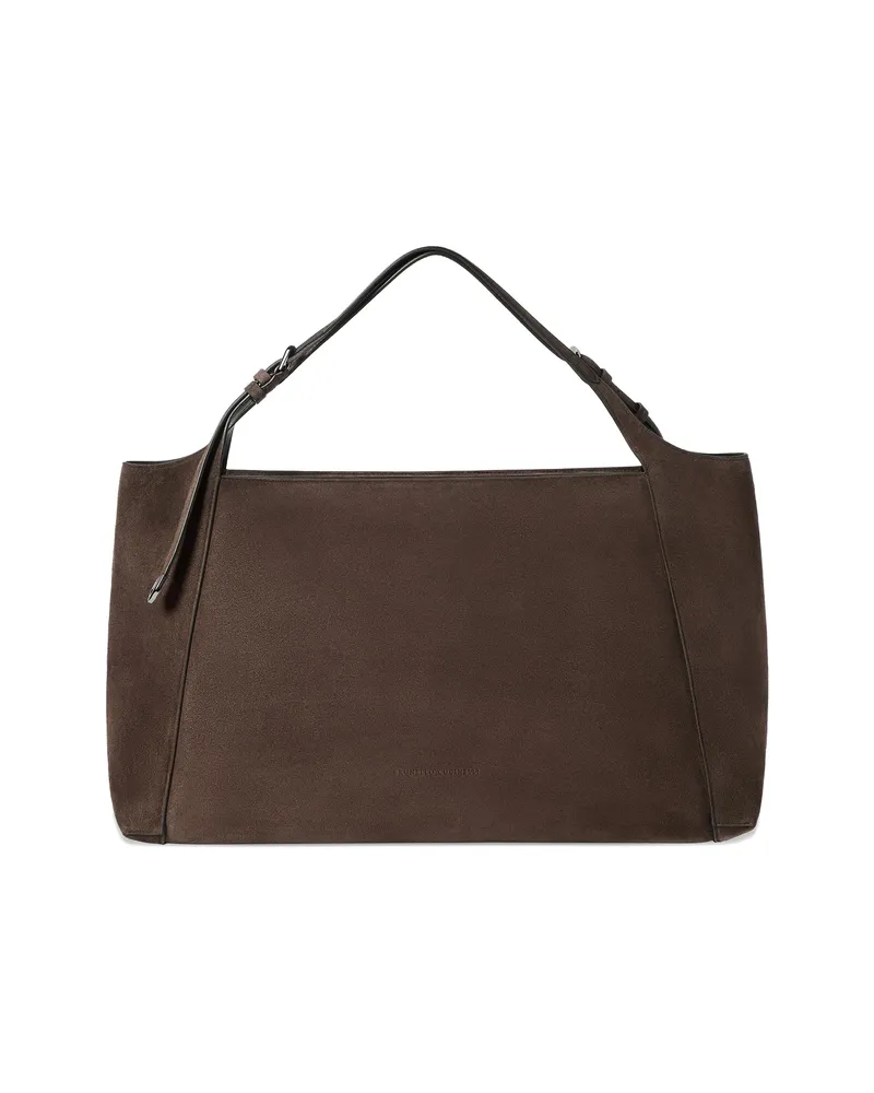Brunello Cucinelli Sartorial Shoppper Bag In Suede Brown