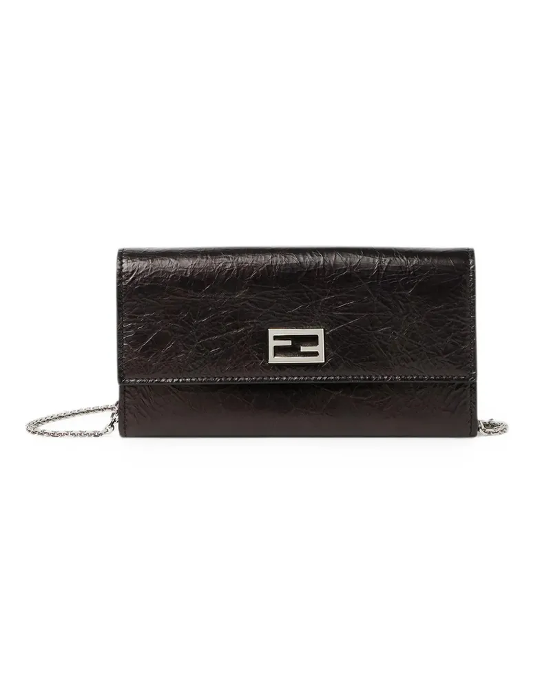 Fendi Black Leather Tube Wallet Black