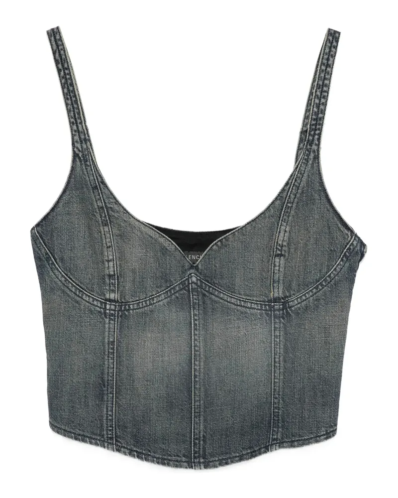 Balenciaga Denim Bustier Top Blue