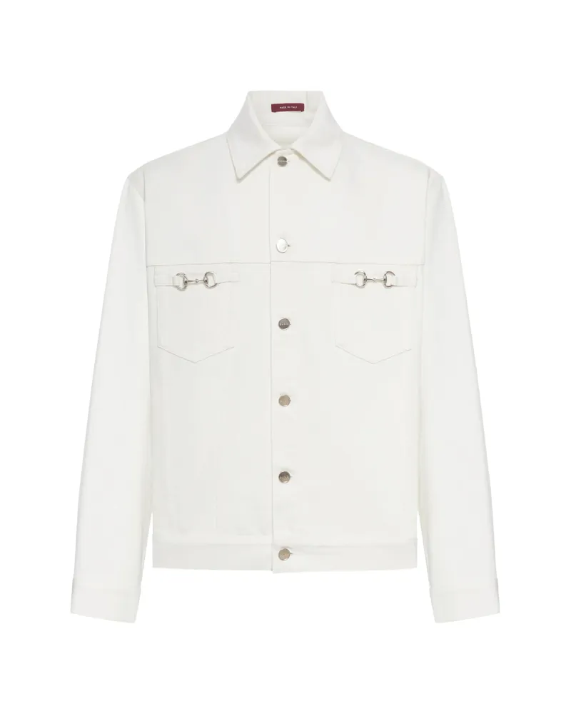 Gucci Horsebit-detail Denim Jacket White
