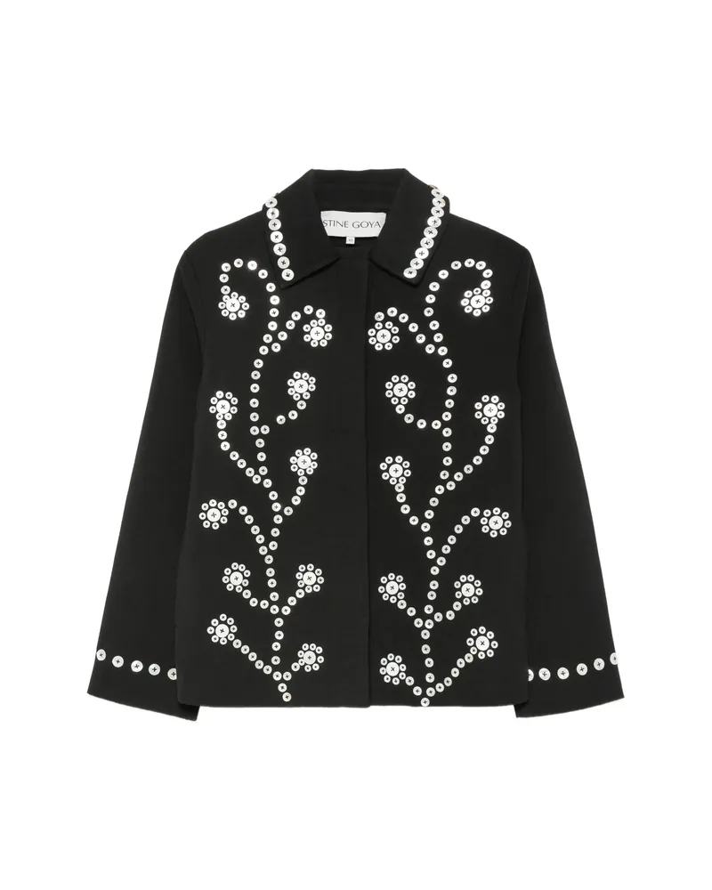 Stine Goya Eyelet-embellished Floral-motif Jacket Black
