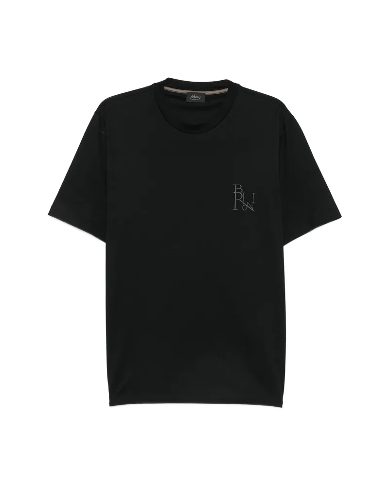 Brioni Logo-embroidered T-shirt Black