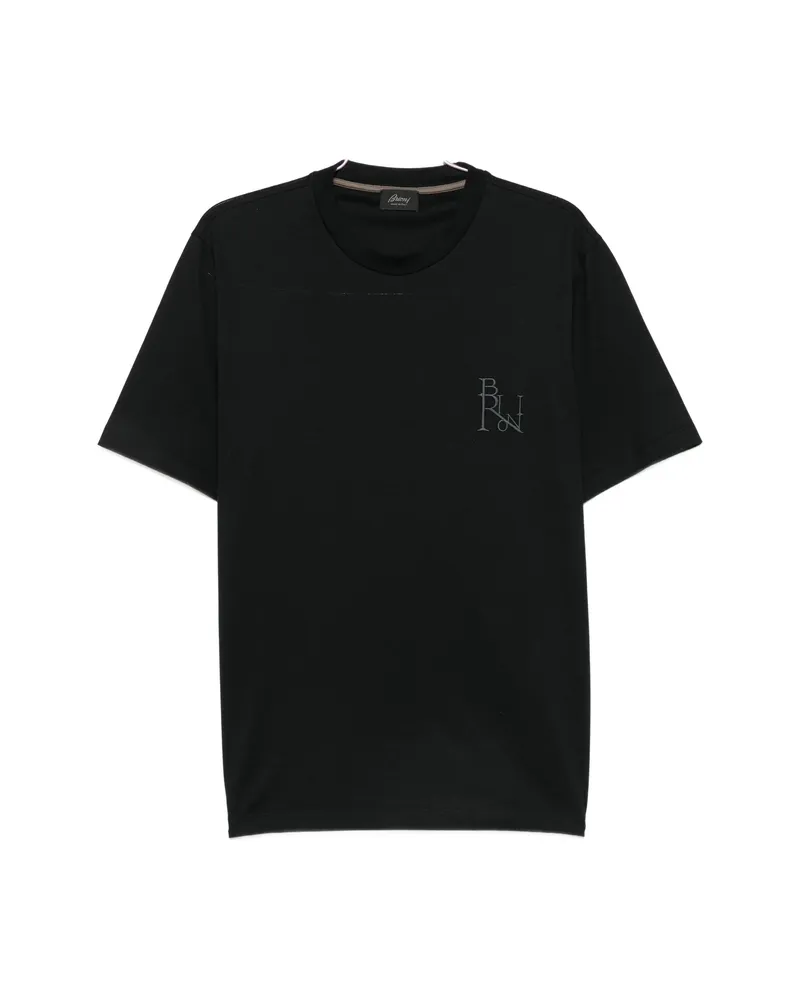 Brioni Logo-embroidered T-shirt Black