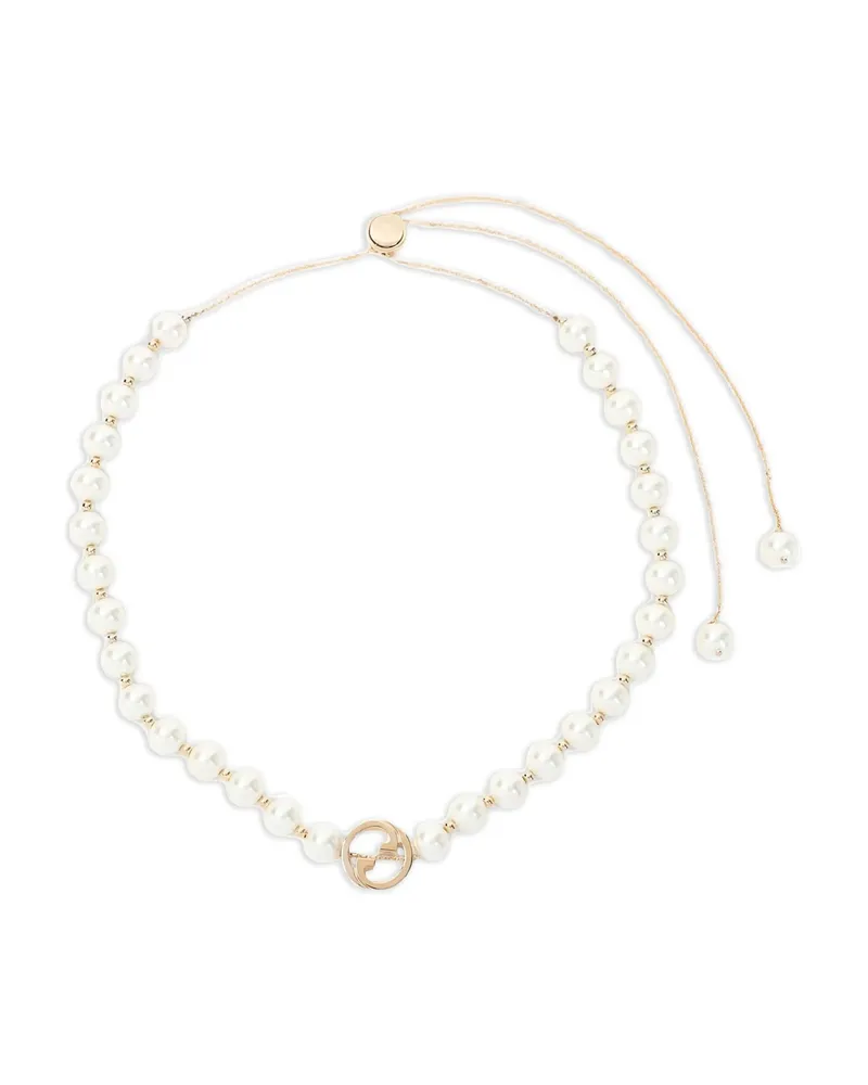Gucci Interlocking Pearl Necklace Gold