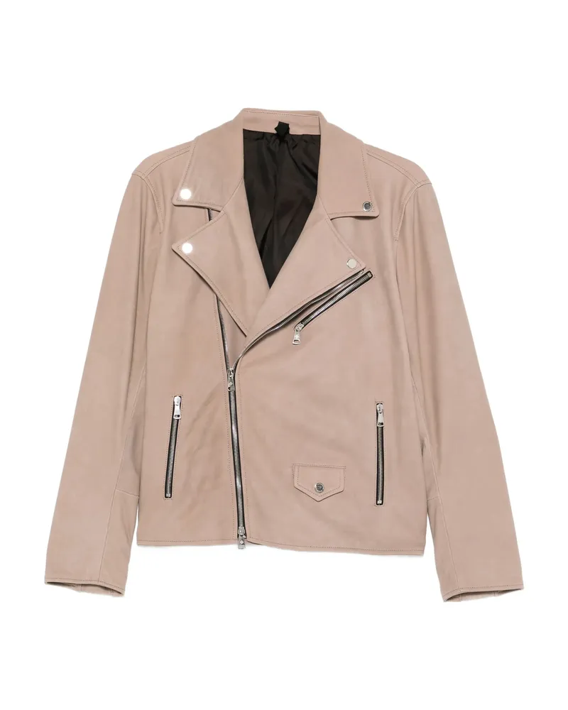 Tagliatore Franklin Zip-up Biker Jacket Neutrals
