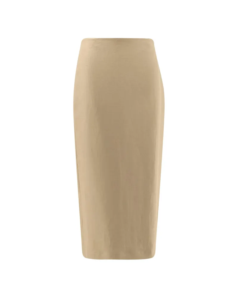 Max Mara Back Slit Midi Skirt Neutrals