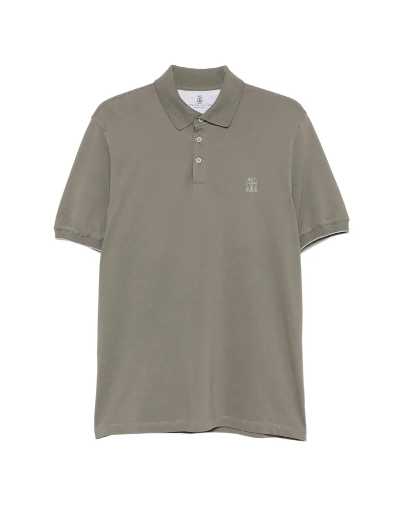 Brunello Cucinelli Logo-embroidered Cotton Polo Shirt Green