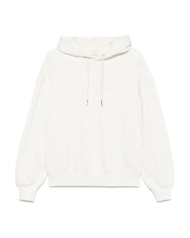Calvin Klein Logo-embroidered Hoodie Neutrals