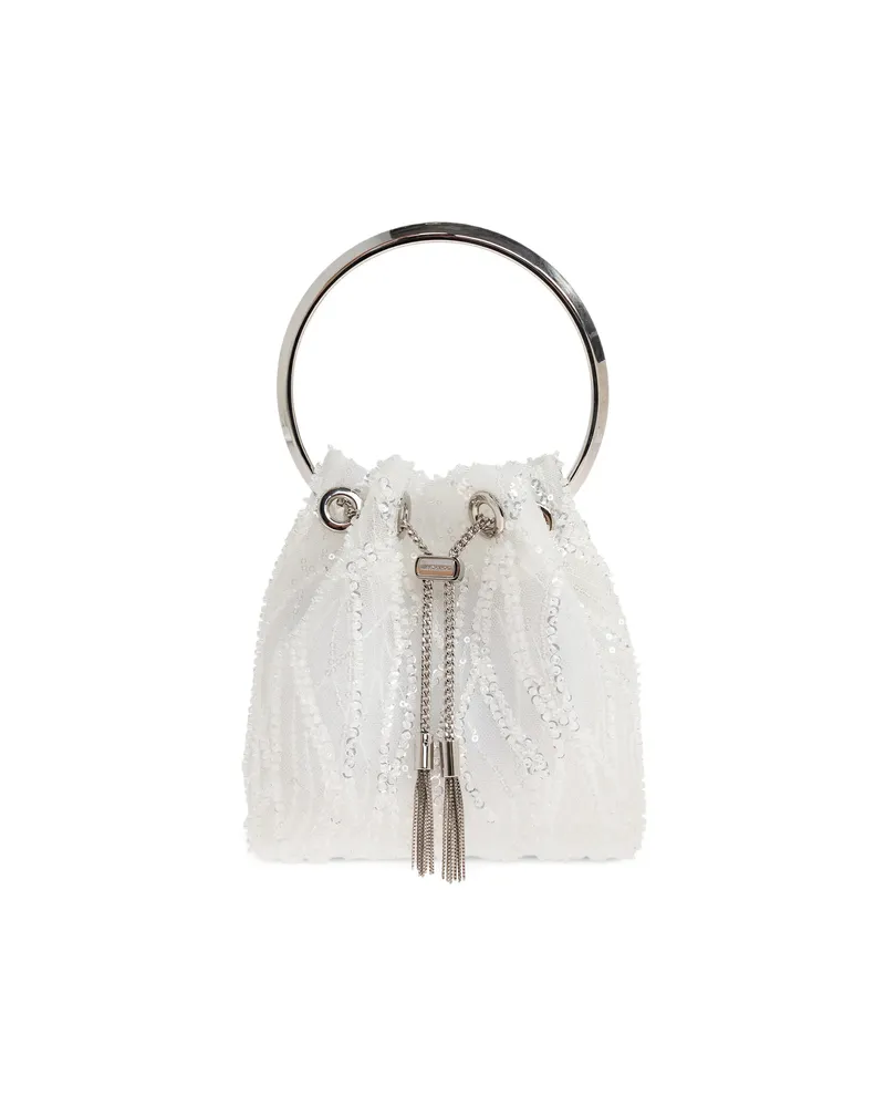 Jimmy Choo Bon Bon Sequined Tote Bag White