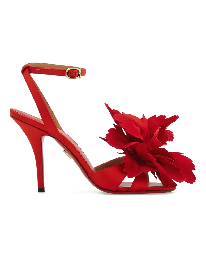 Ferragamo 90mm Flower-embellished High-heel Sandals Red