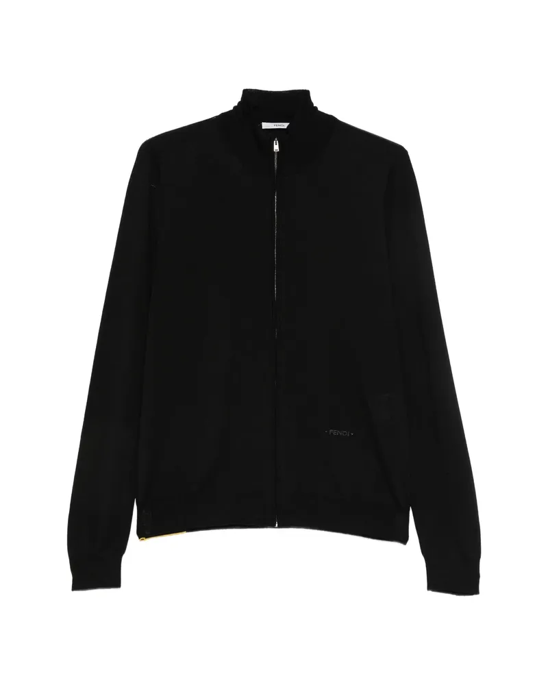 Fendi Zip-up High-neck Sweater Black