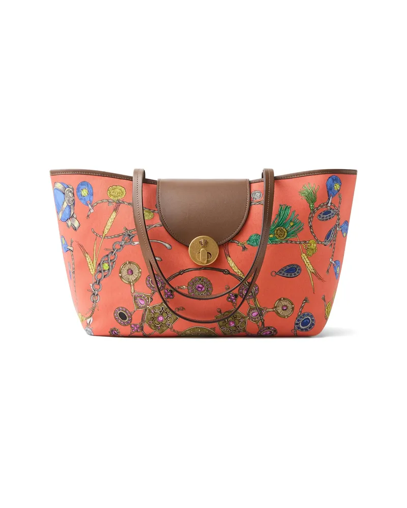 Versace Vivian Printed Small Canvas Tote Red