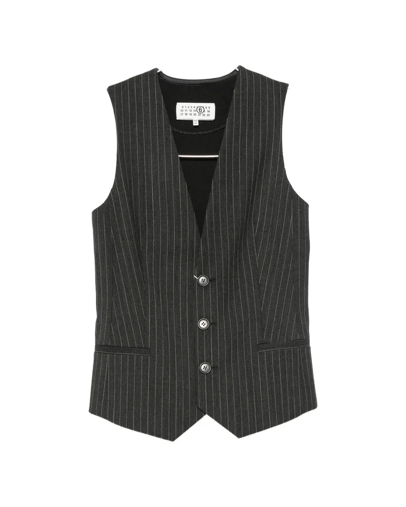 Maison Margiela Pinstripe-pattern Sleeveless Waistcoat Grey