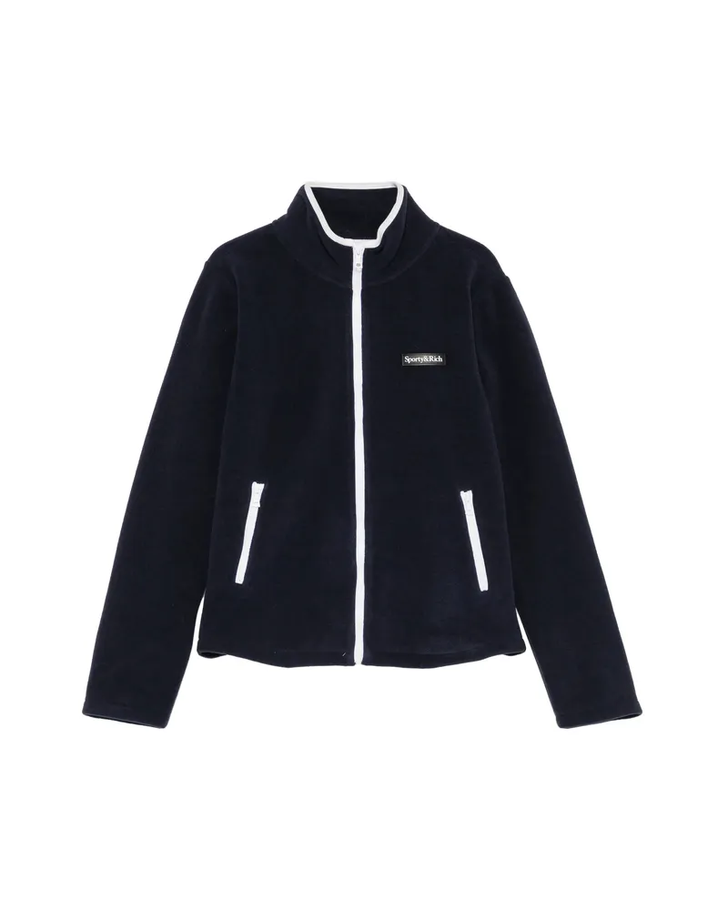 SPORTY & RICH Ezia Logo-embroidered Fleece Sweatshirt Blue