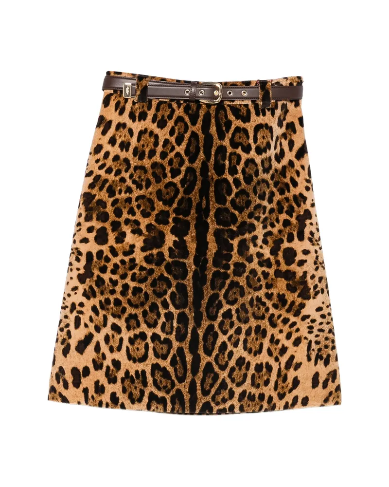 Max Mara Falange Leopard-print Belted Skirt Neutrals