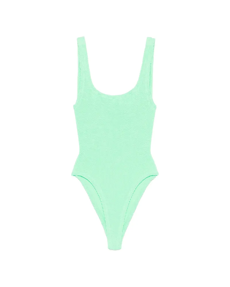 Hunza G Square-neck Crinkle Swimsuit Green