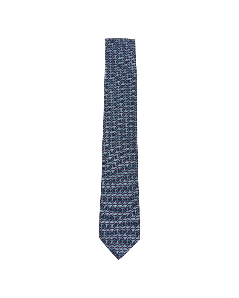 Ferragamo Gancini Jacquard Tie Blue