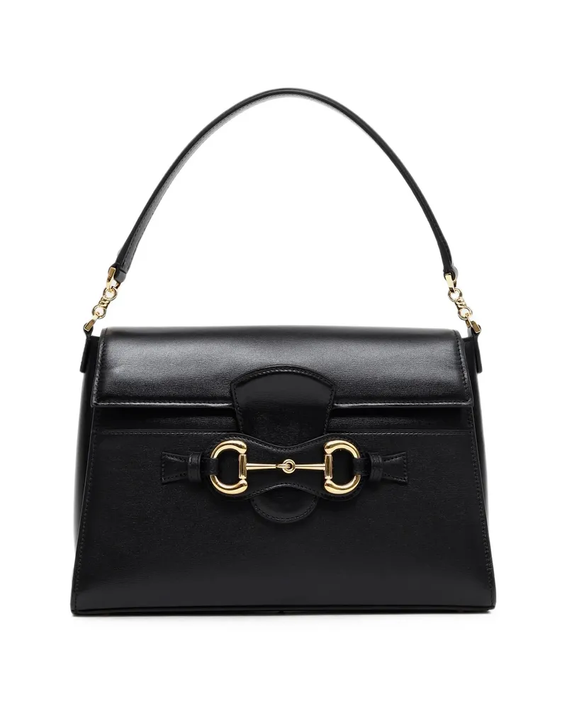 Gucci Medium Horsebit Leather Tote Bag Black