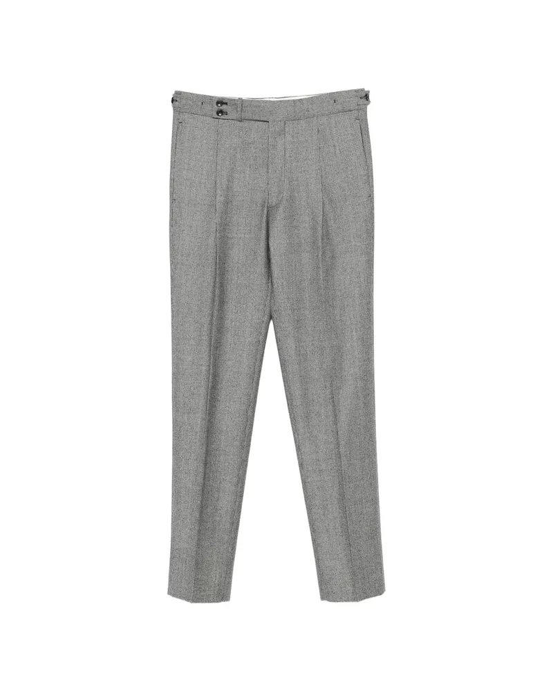 Tagliatore Brandon Houndstooth Pleated Trousers Black