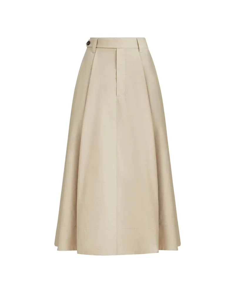Brunello Cucinelli Sartorial Button Midi Skirt Neutrals