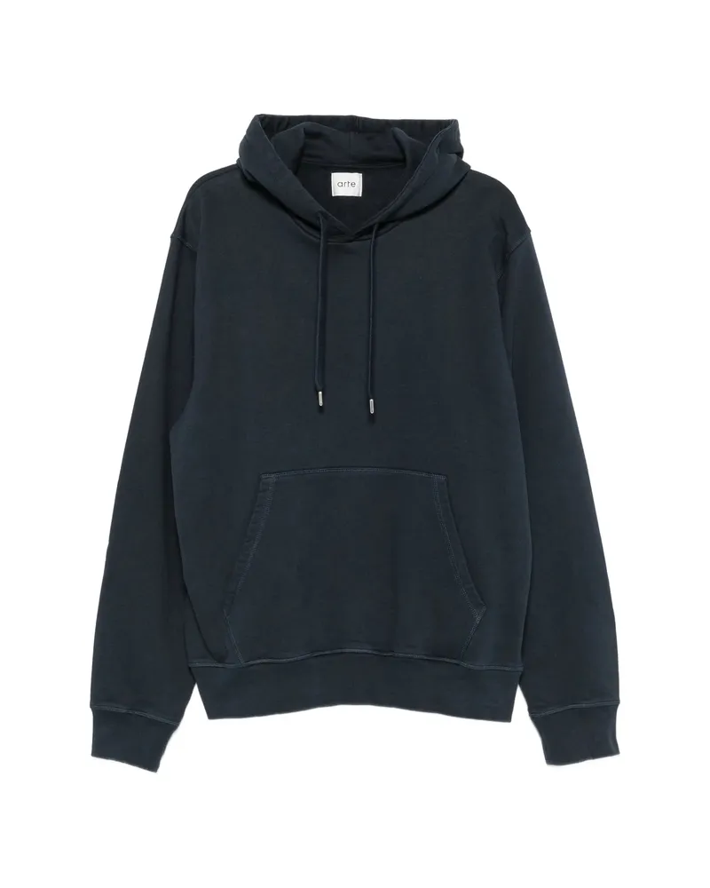 Arte Antwerp Print-detail Drawstring Hoodie Blue