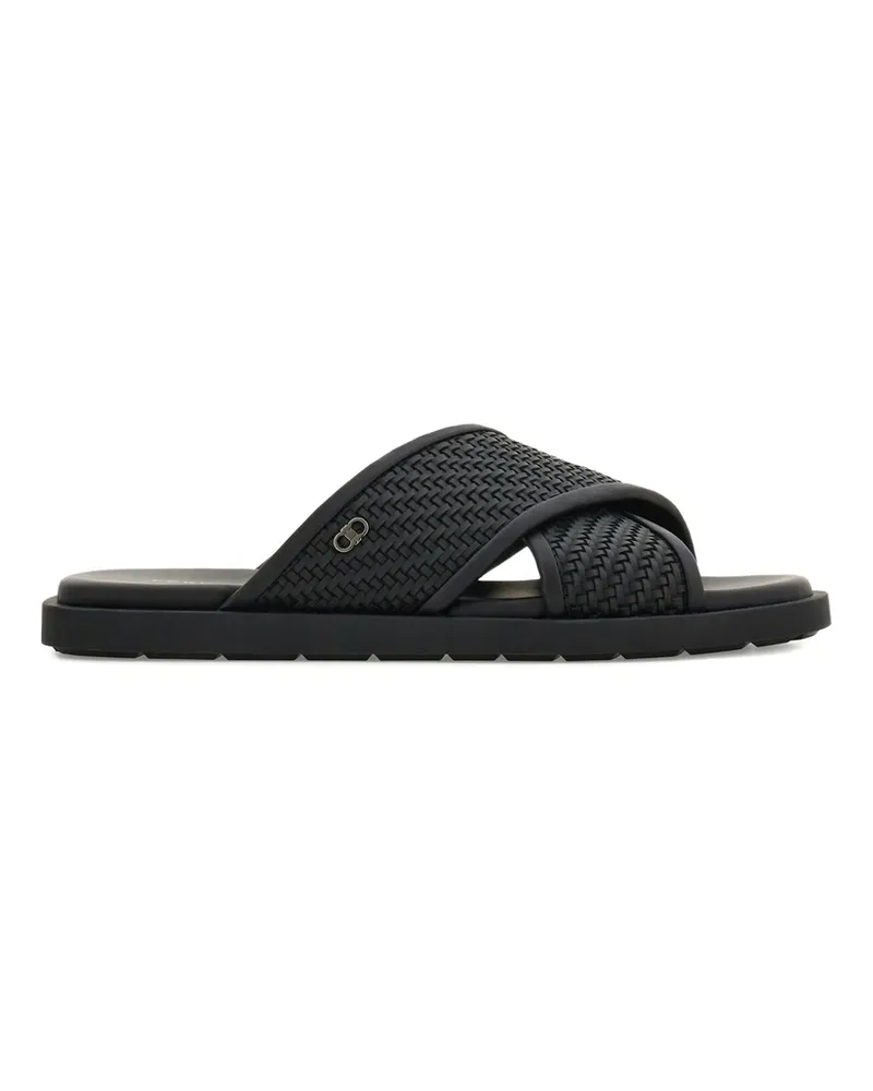 Ferragamo Woven Crossover Gancini Sandals Black
