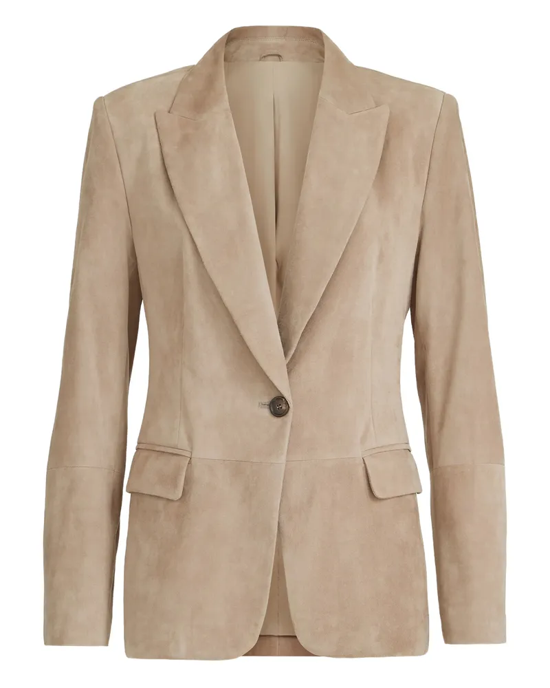 Brunello Cucinelli Monili-detail Suede Blazer Neutrals
