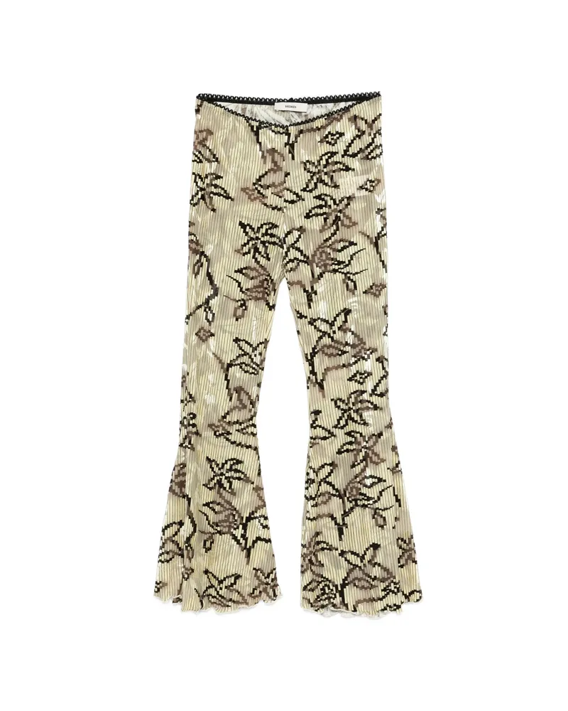 SIEDRES Jeslynn Floral-print Pleated Trousers Neutrals