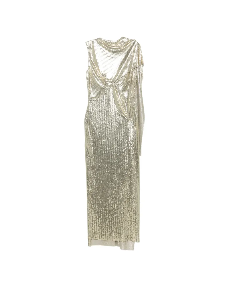 Paco Rabanne Draped Chainmail Dress Gold