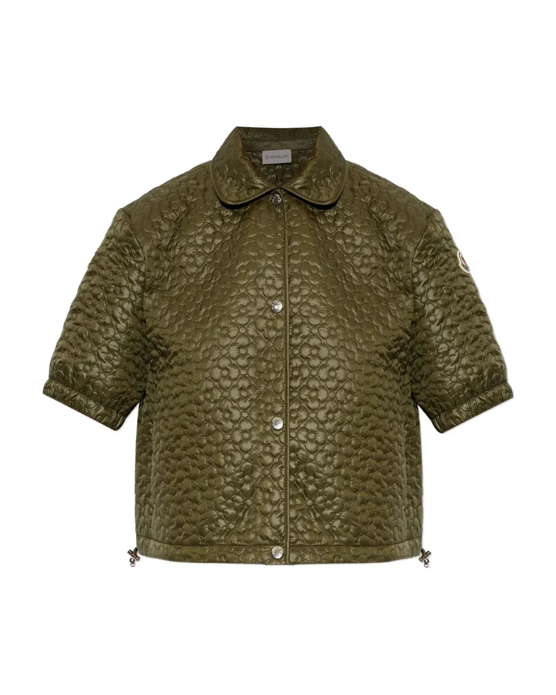 Moncler Flower Quilted Short-sleeve Top Green