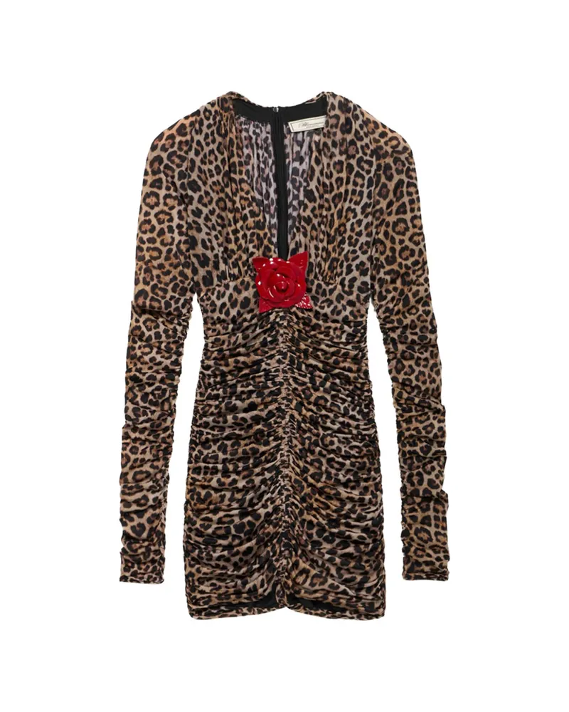 Blumarine Leopard-print Ruched Mini Dress Brown