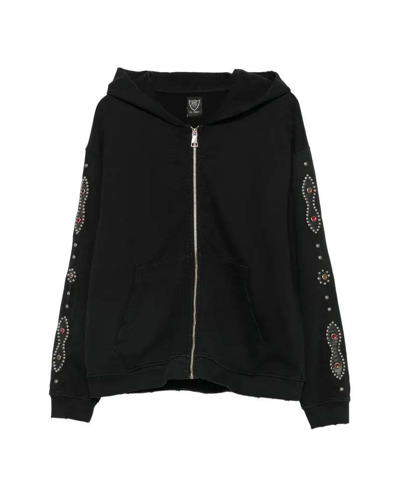 HTC Hollywood Trading Company Stud-embellished Zip-up Hoodie Black