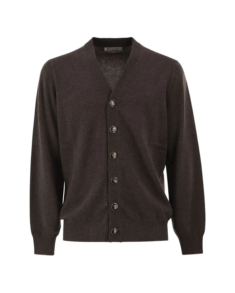 Brunello Cucinelli V-neck Button-up Cardigan Grey