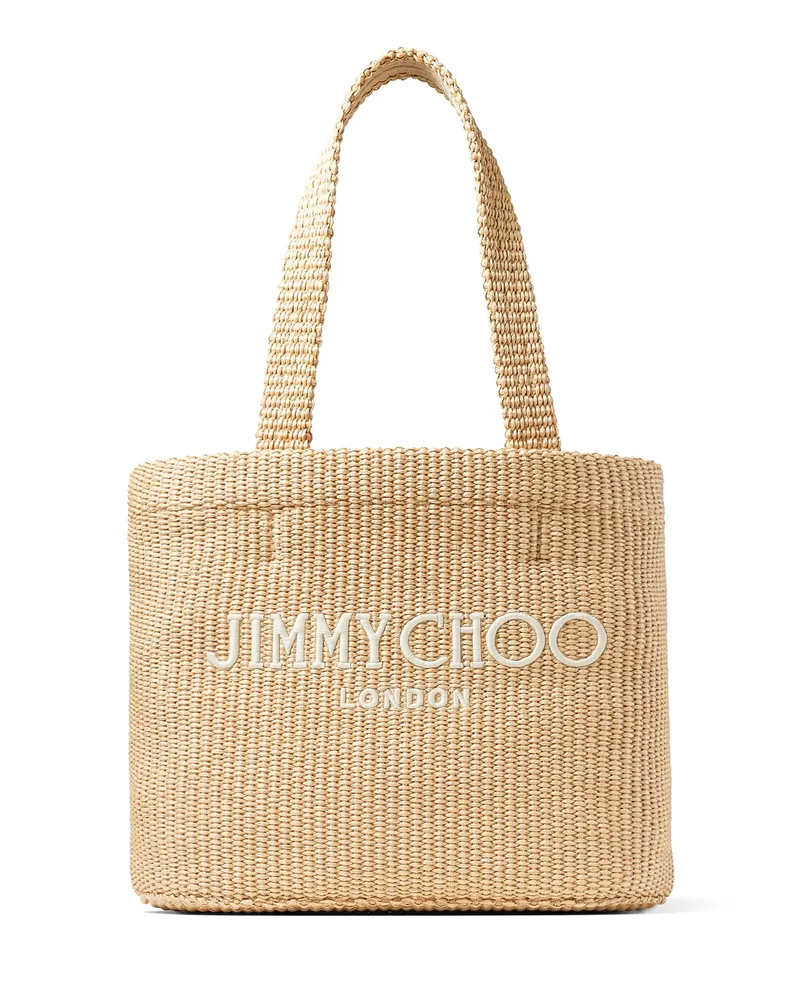 Jimmy Choo Medium Logo-embroidered Beach Bag Neutrals