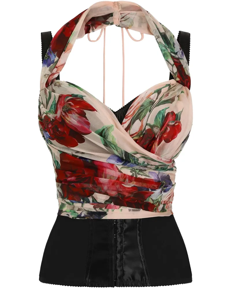 Dolce & Gabbana Floral-print Top Red