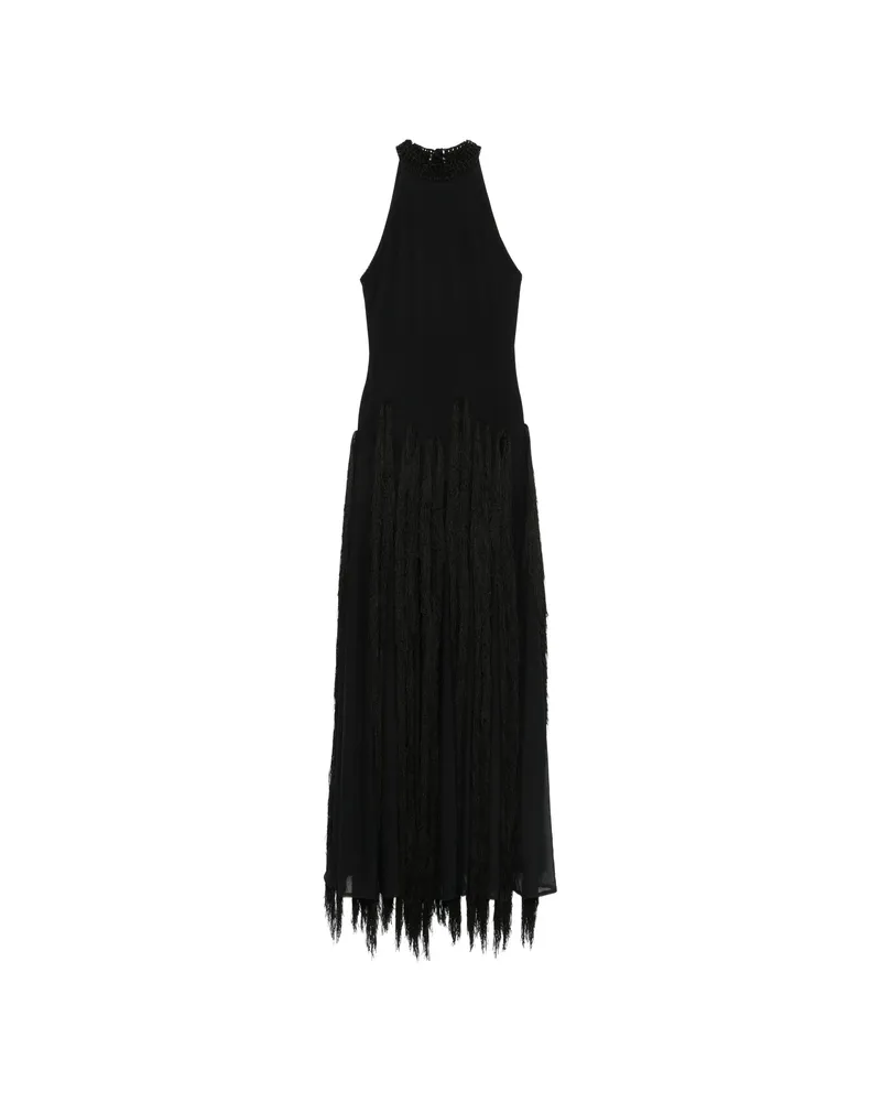 BLESS Tassel Crocheted Maxi Dress Black