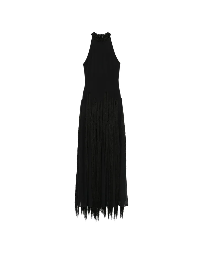 BLESS Tassel Crocheted Maxi Dress Black