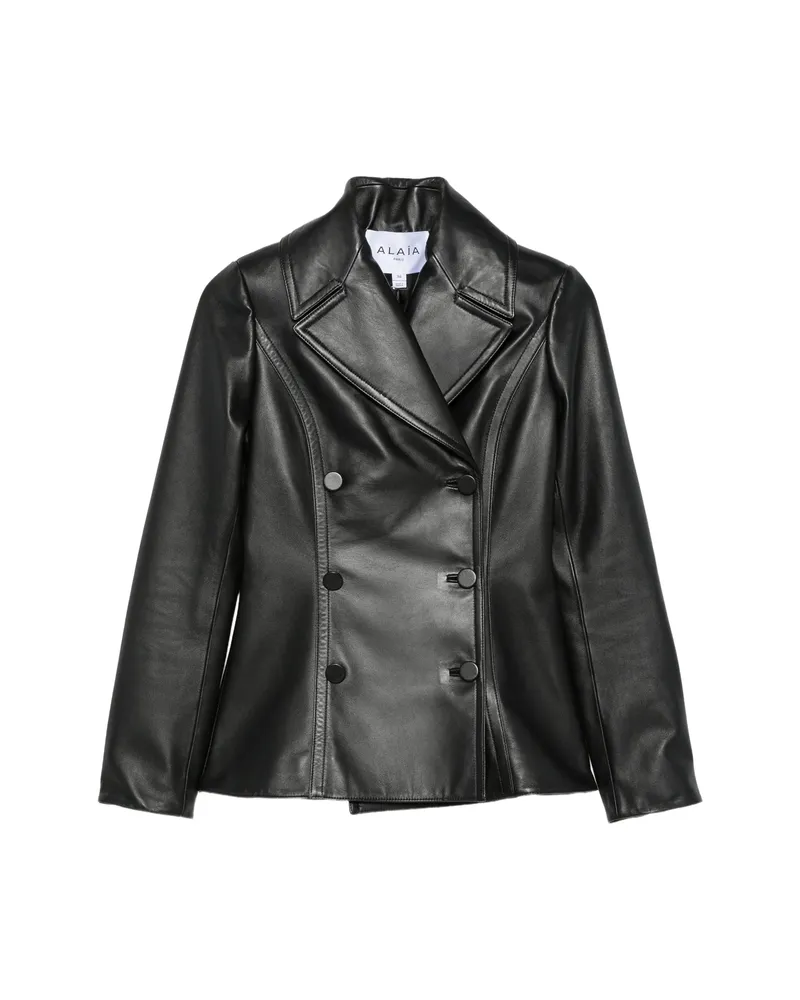 Alaïa Double-breasted Leather Jacket Black