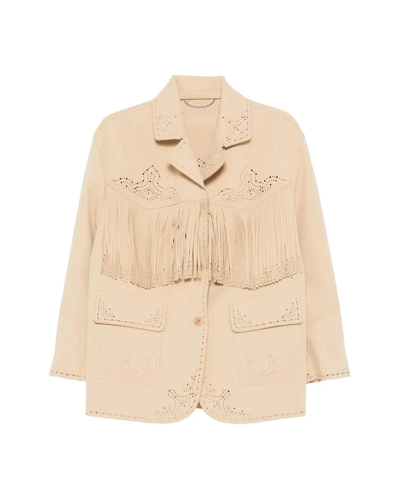 Ermanno Scervino Fringe-detail Coat Neutrals