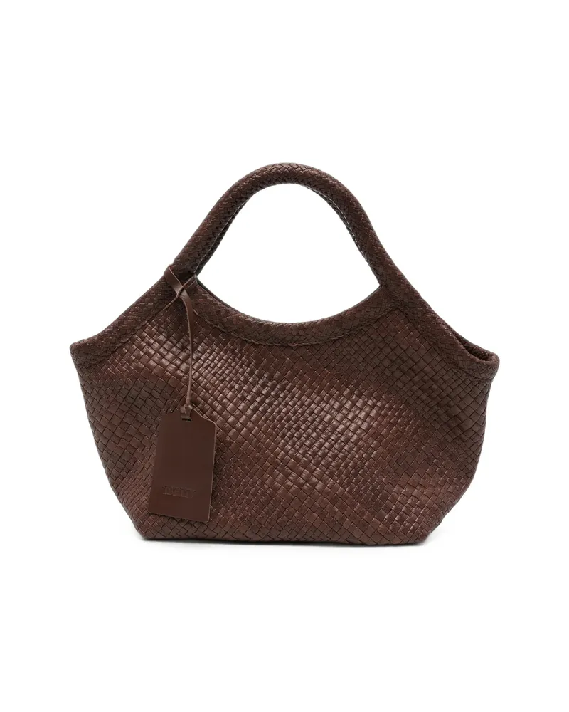 IBELIV Medium Pure Woven-leather Tote Bag Brown