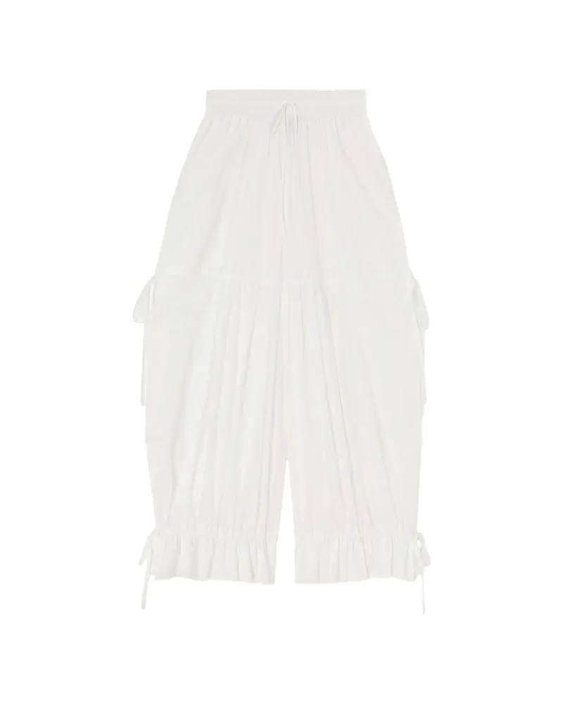 Ganni Trousers In Cotton White