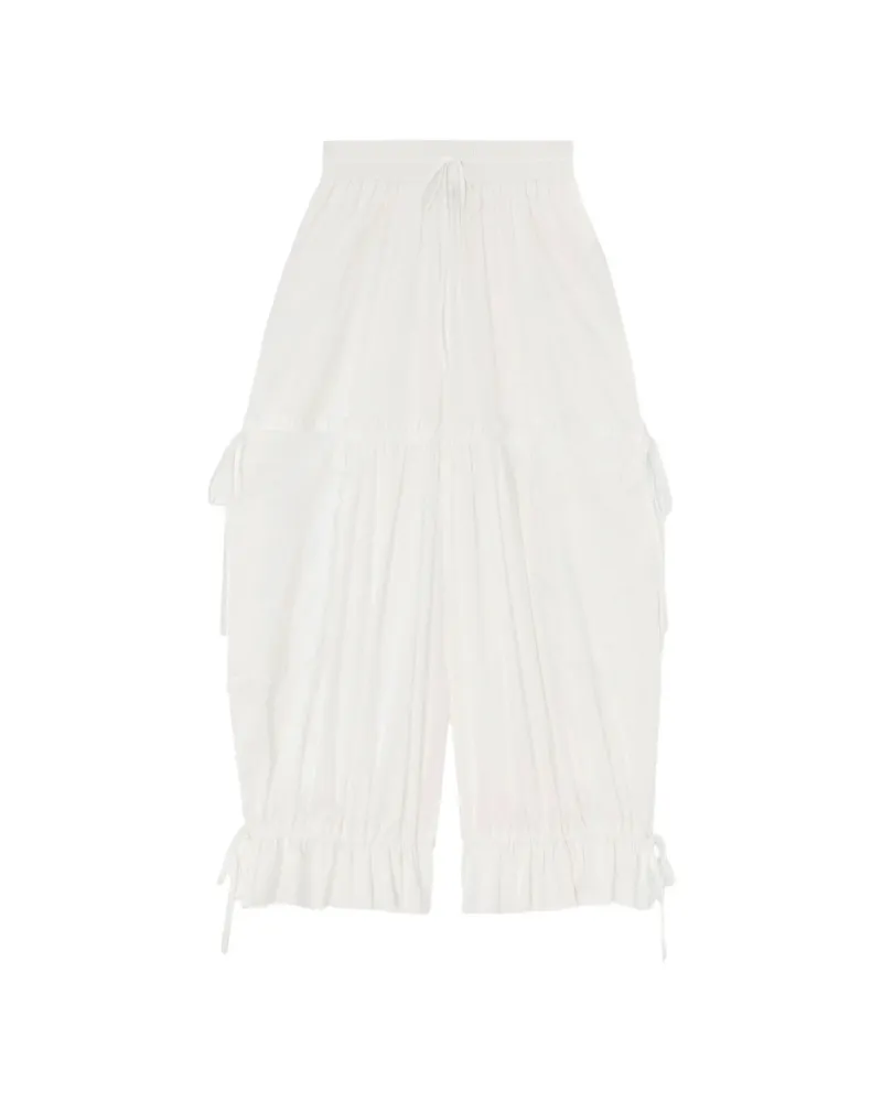Ganni Ruffled Drawstring Trousers White