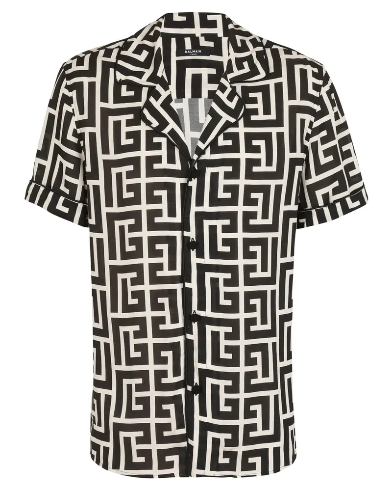 Balmain Monogram-print Pyjama Shirt Black