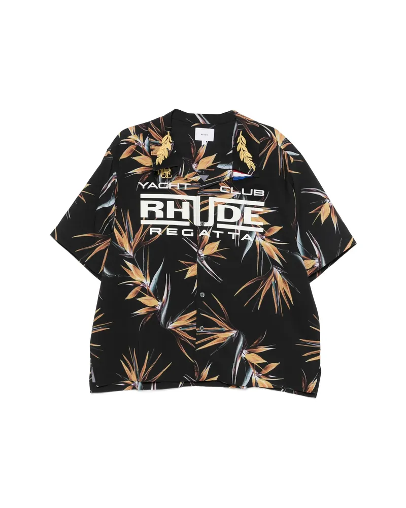 RHUDE Regatta Club Floral-graphic Shirt Black