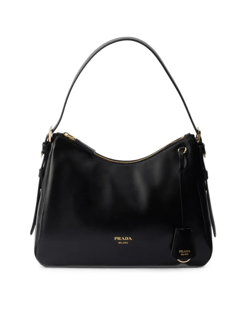 Prada Aimée Medium Leather Shoulder Bag Black