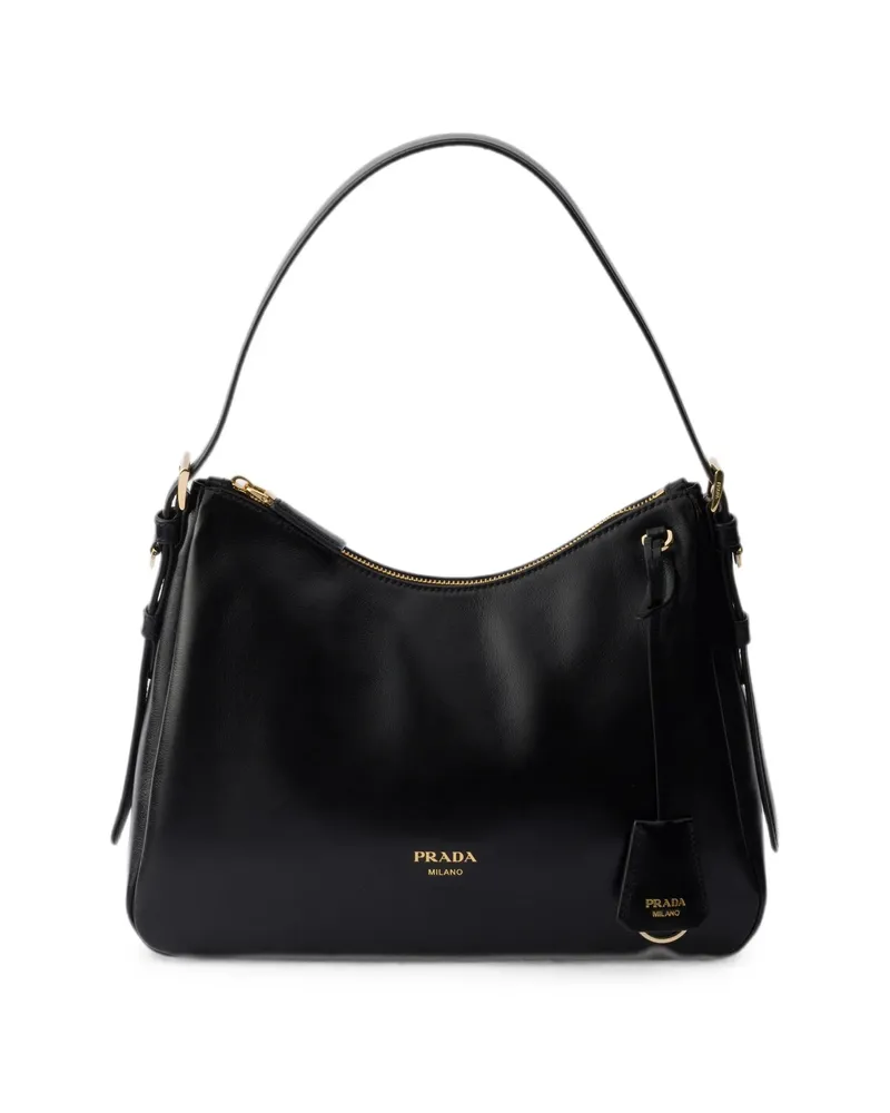 Prada Aimée Medium Leather Shoulder Bag Black