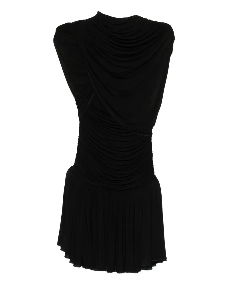 Magda Butrym Draped Pleated Mini Dress Black