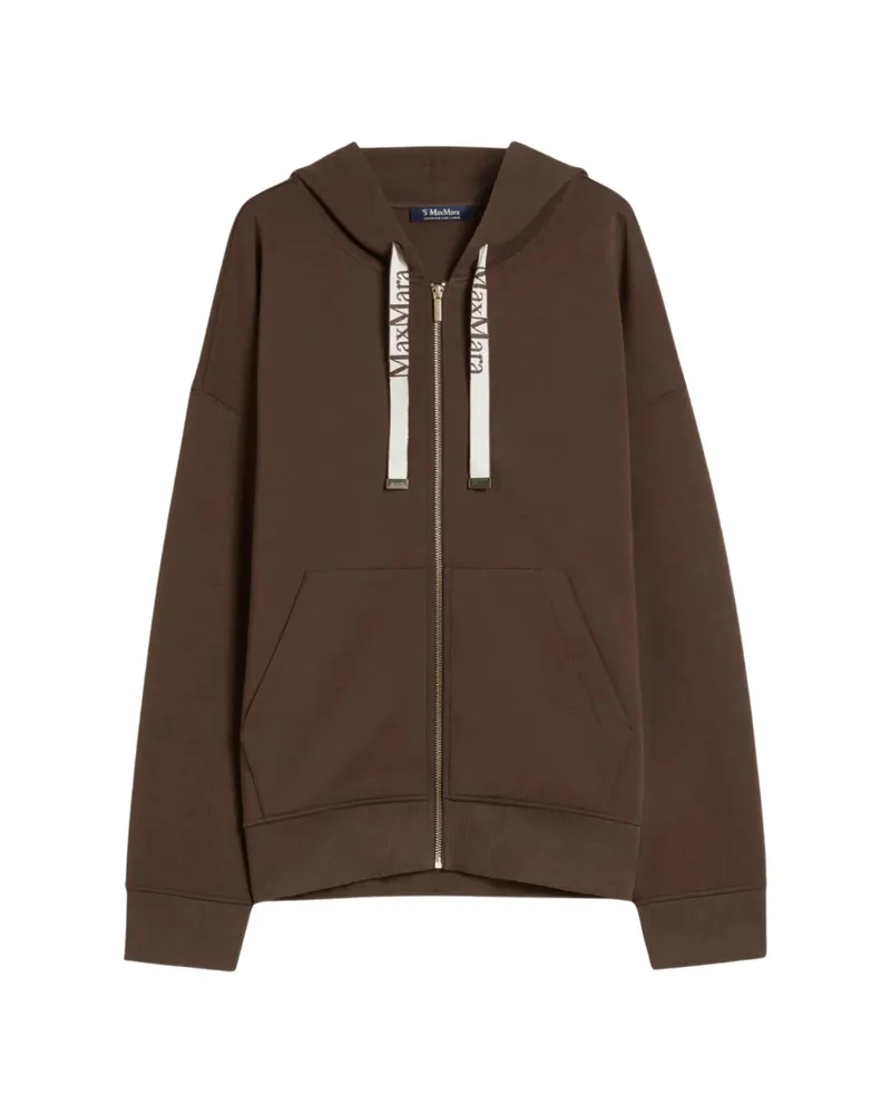 Max Mara Hooded Zip Sweatshirt Brown