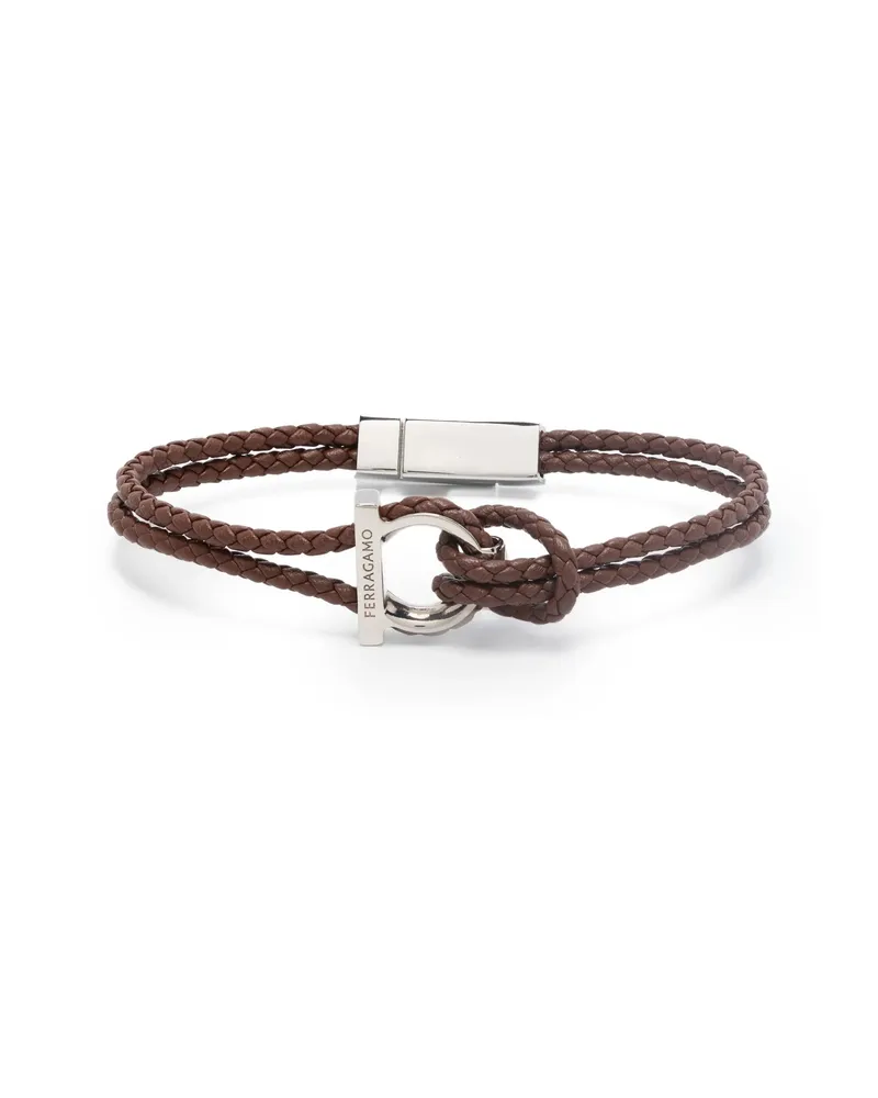 Ferragamo Braided Leather Bracelet Brown